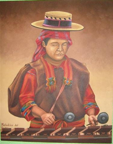 FOLKLOR, MARIMBA Oil Canvas Portrait