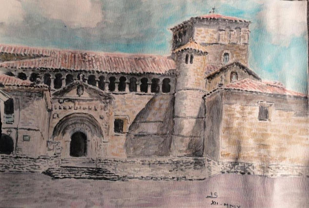 colegiata santillana Watercolour Paper Landscaping