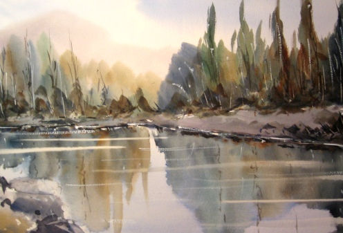 Mañana de otoño Watercolour Paper Landscaping