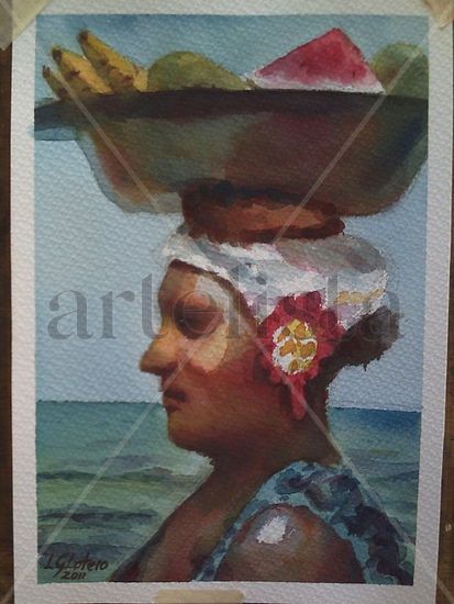 CABEZA DE PALENQUERA Watercolour Card Figure Painting