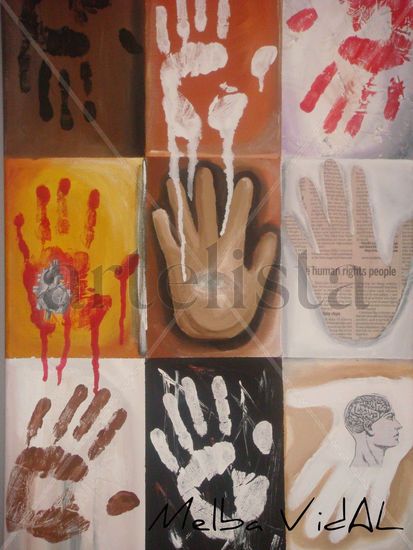 My finger prints Mixed media Canvas Figure Painting