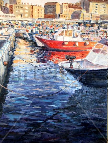 Barco rojo Oil Canvas Marine Painting