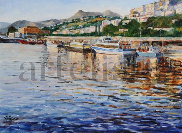 Puerto de Roses Oil Canvas Marine Painting