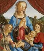 postal 10x15 cms. deLa virgen y el Niño de Verrocchio 