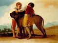 postal 10x15 cms. Goya, los niños y el mastil