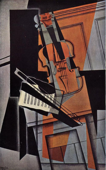 postal 10x15 cms. Juan Gris, El Violin 