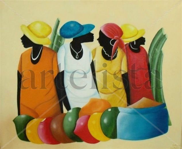 Mujeres del mercado 2 Oil Canvas Figure Painting