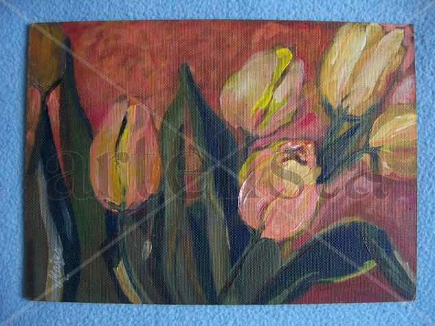 Tulipanes Oil Panel Floral Painting