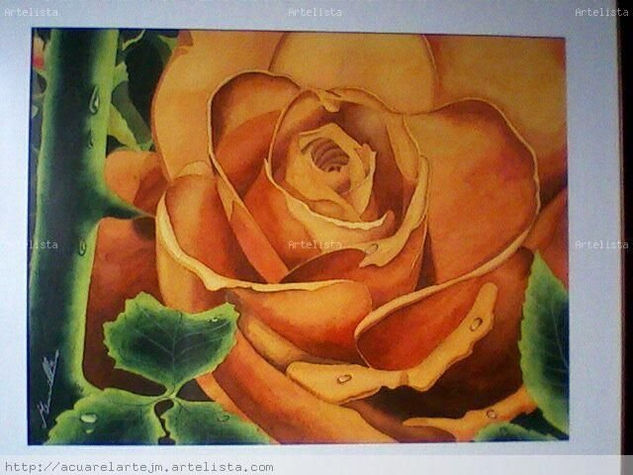 Rosa amarilla (fragmento) Watercolour Paper Floral Painting