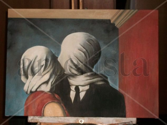 Los Amantes de Rene Magritte Oil Textile Others