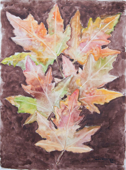 "Otoño presente" Watercolour Paper Floral Painting