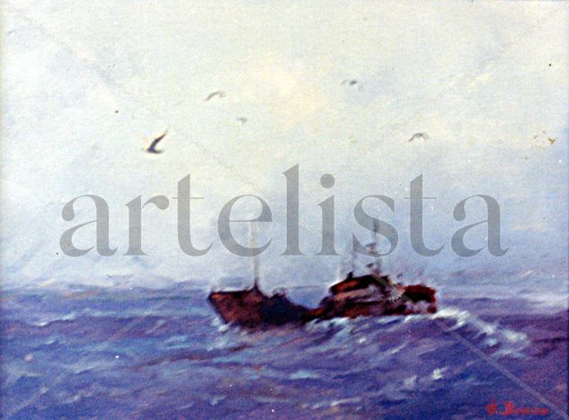 Temporal/Storm Oil Canvas Marine Painting