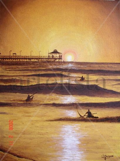 Puesta de Sol en Huanchaco Oil Canvas Landscaping