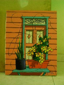 Detalle de la ventana rosa Acrylic Canvas Landscaping