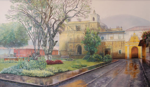 Escuela de Cristo Antigua Guatemala Oil Canvas Landscaping