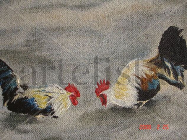 Pelea de gallos Oil Canvas Landscaping