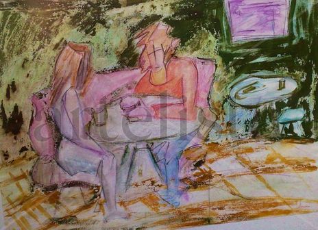 Pareja en un café