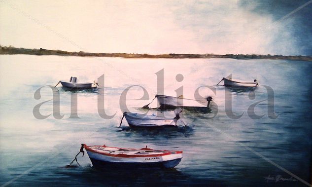 Vista del mar en el Barrio de Puntales de Cadiz Óleo Lienzo Paisaje