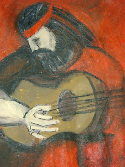 gaucho ,guitarra y mate Óleo Lienzo Figura