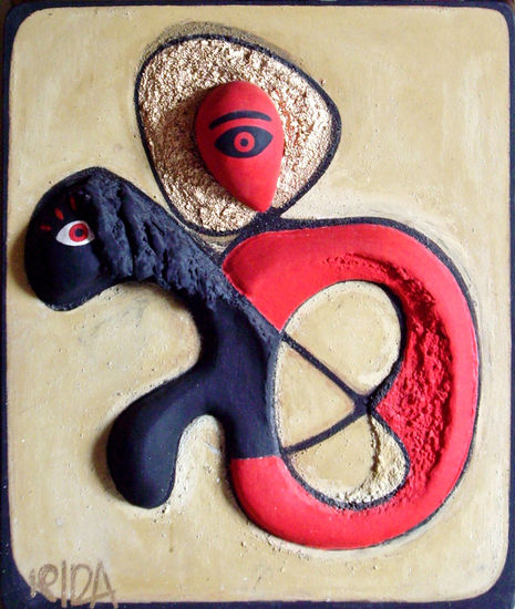 Jinete Rojo Acrylic Panel Figure Painting