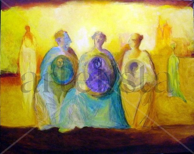 TRES MUJERES CON RECUERDOS Acrylic Canvas Figure Painting