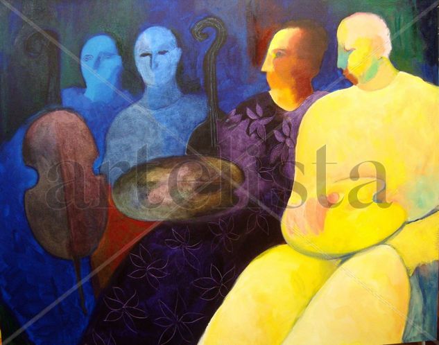 DOS MATRIMONIOS EN AZUL Acrylic Canvas Figure Painting