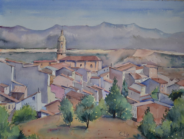 Panorama de Cenicero Watercolour Paper Landscaping