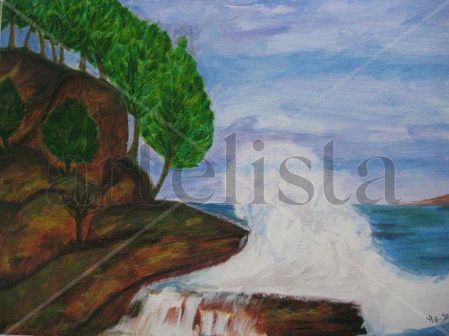 Ola sobre las rocas Oil Canvas Landscaping