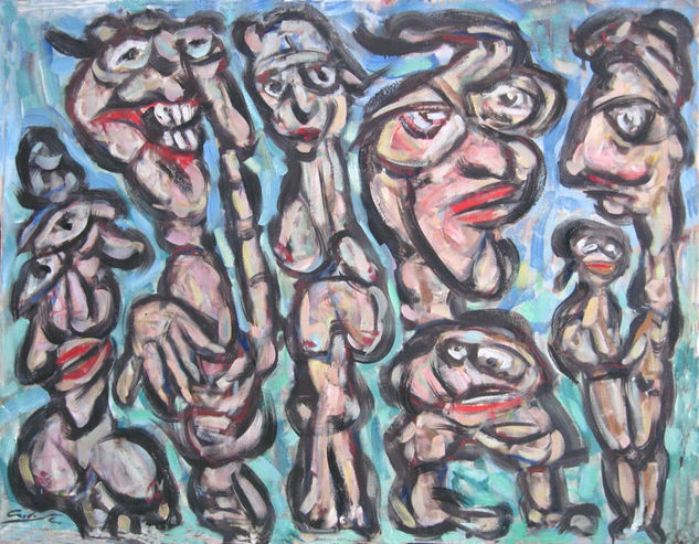 Siete personajes grotescos, (Seven grotesques) Oil Canvas Figure Painting