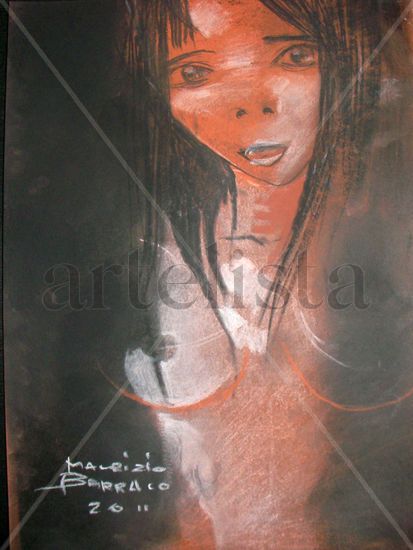 ANIME EN ROJO Y NEGRO Pastel Paper Portrait