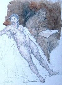 El gran tema Mixed media Paper Nude Paintings