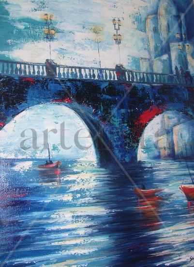 puente azul Acrylic Canvas Landscaping