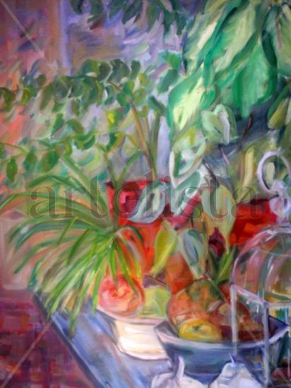 Rincón con plantas Oil Canvas Still Life Paintings