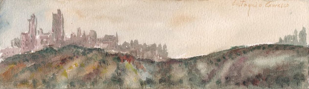 Monte y ciudad al fondo en una mañana de otoño, (Mont and city in the background on a fall morning)