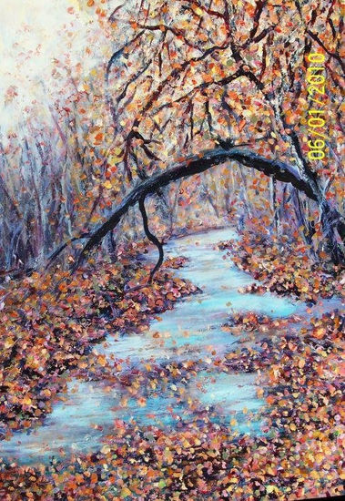 riachuelo en otoño Oil Canvas Landscaping