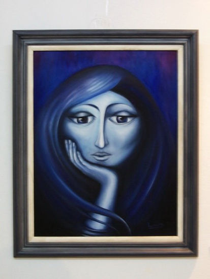 Mujer azul Óleo Tabla Figura