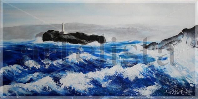 Isla de Mauro. Santander. Acrylic Canvas Marine Painting