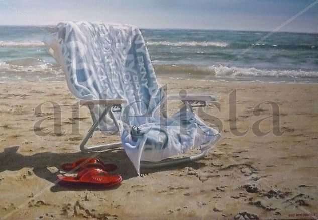 Silla en la playa Oil Canvas Landscaping