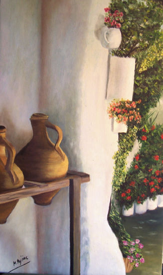 Rincón del Patio Oil Canvas Floral Painting