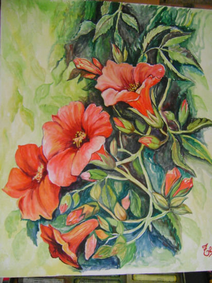 enrredaderas Watercolour Card Floral Painting