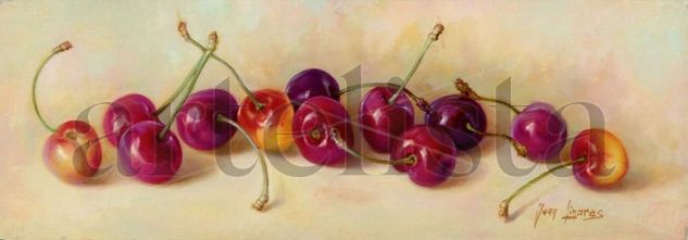 Cerezas Oil Panel Still Life Paintings