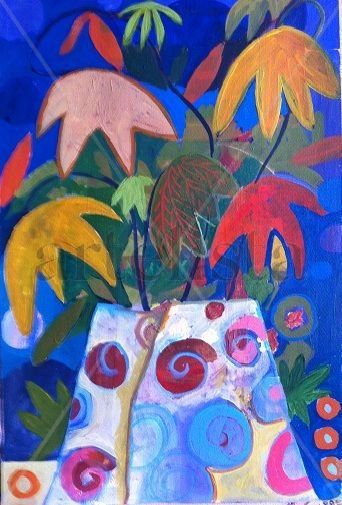 composición azul Acrylic Paper Still Life Paintings