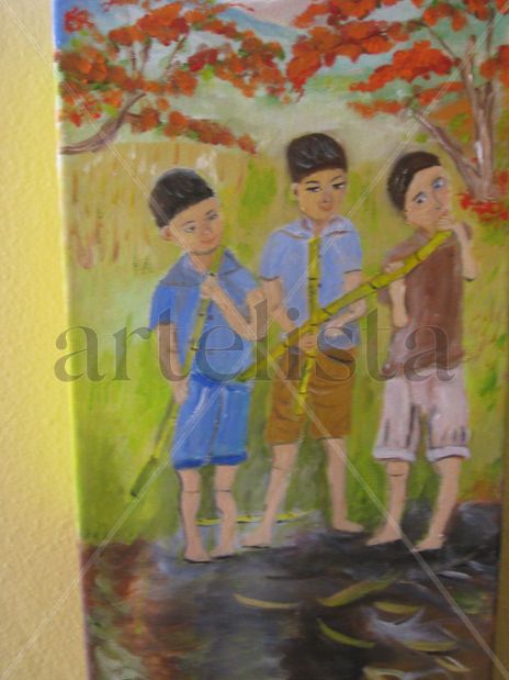 Niños chupando caña