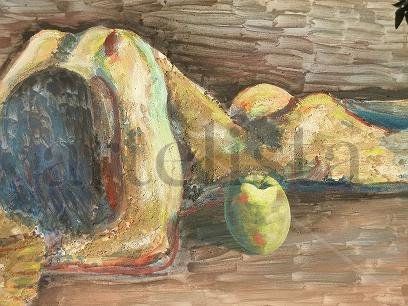 El hombre que soñana ser manzana Oil Canvas Landscaping