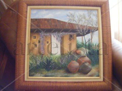 CASA CON TINAJAS Acrylic Canvas Landscaping