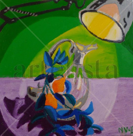 Peral con fondo verde Oil Canvas Still Life Paintings