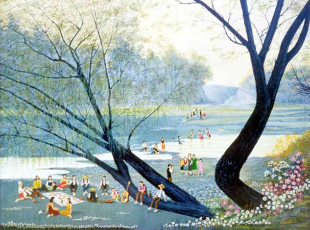 Picnic Gouache Tabla Paisaje