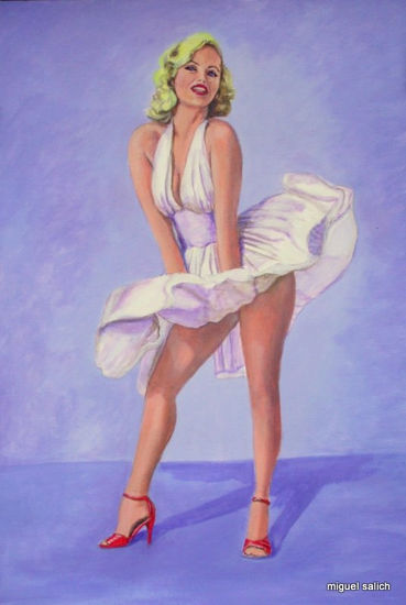 Marilyn pin-up Acrylic Card Figure Painting