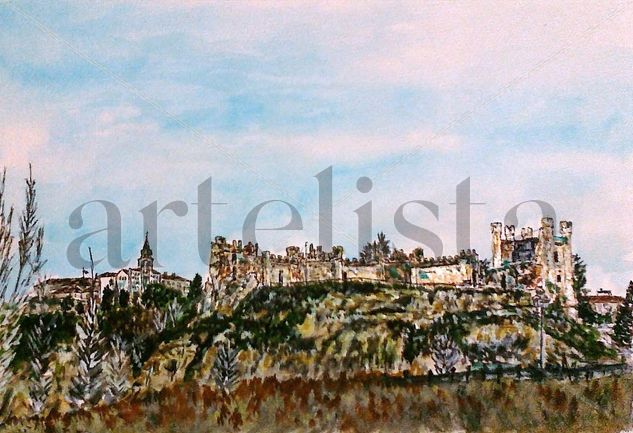 Castillo Valencia de Don Juan (León) Watercolour Paper Landscaping