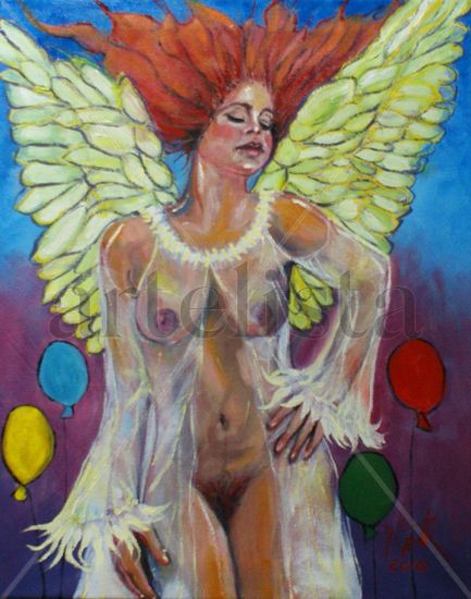 ANGEL WITH RED HAIR Oil Canvas Nude Paintings